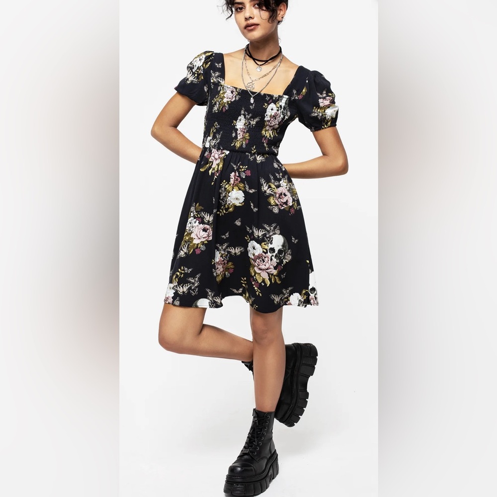Disturbia Black Floral Mini Dress